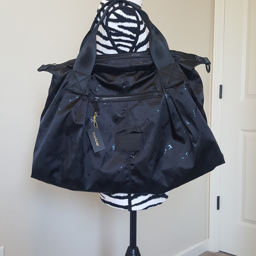Bebe Aline Duffle Bag Black Large Tote